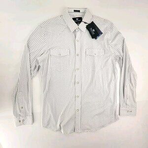 Buttercloth Mens L White Long Sleeve Pearl Snap Dress Shirt